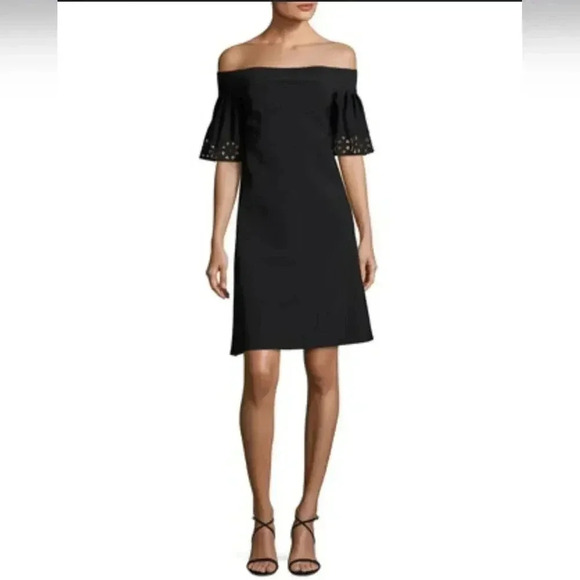 Chiara Boni La Petite RobeAmice Off-the-Shoulder Laser-Cut Jersey Cocktail Dress - Picture 1 of 3